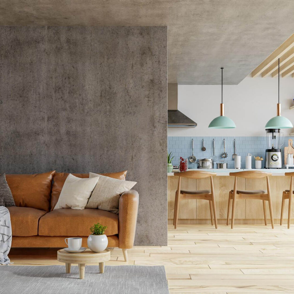 concrete-wall-mock-up-warm-tones-with-leather-sofa-which-is-kitchen-room