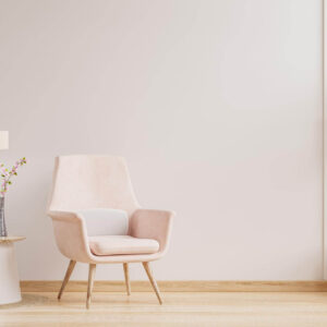 living-room-interior-wall-mockup-warm-tones-with-pink-armchair-minimal-design-3d-rendering