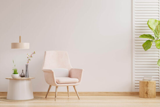 living-room-interior-wall-mockup-warm-tones-with-pink-armchair-minimal-design-3d-rendering